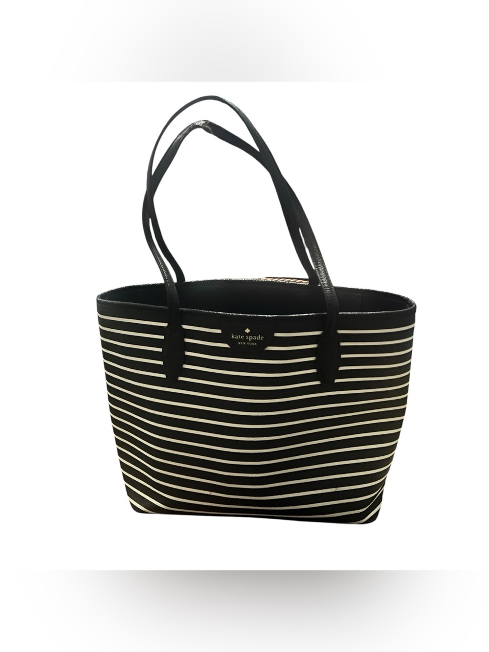 Kate Spade Kitt Large Striped Tote Bag - Black/White